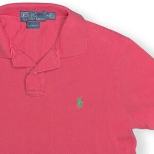 Polo Ralph Lauren Men's Small Pink Custom Fit‎ Polo Shirt Green Pony 100% Cotton